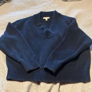 J. Crew Cotton V-neck Cropped Sweater